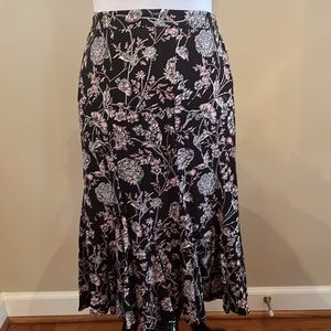 Talbots black and pink print skirt 14W
